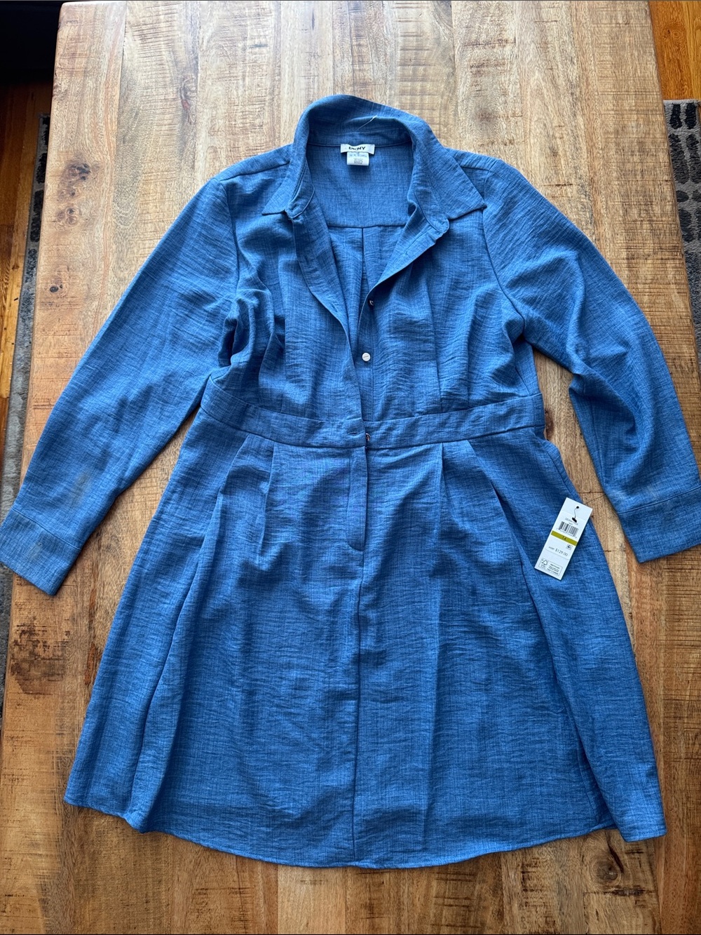 DKNY blue shirtdress long sleeve knee length NEW NWT 14 / XL